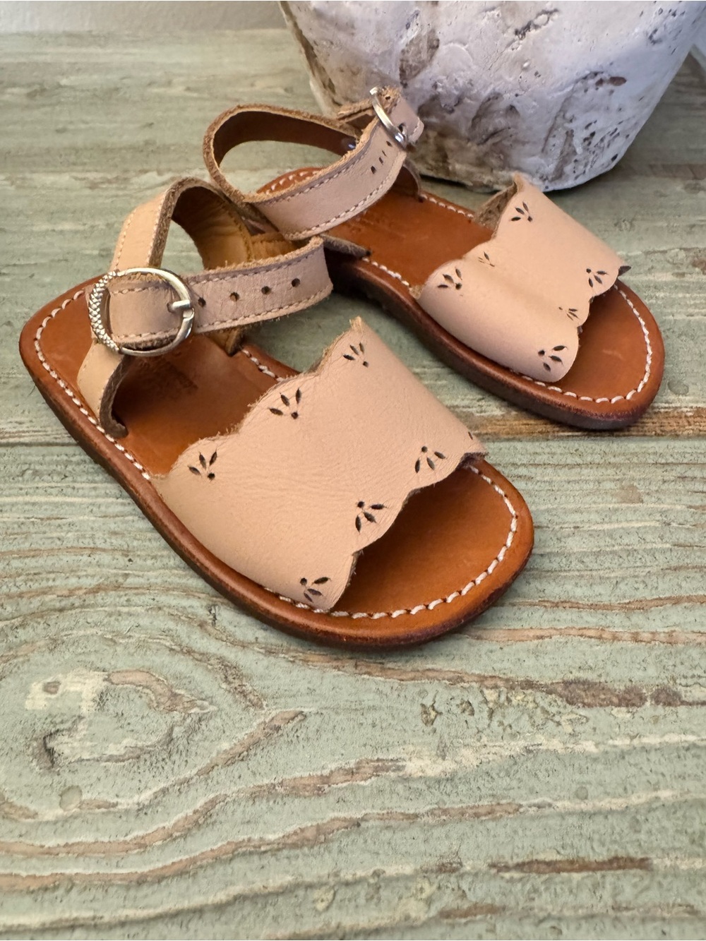 Adelisa & Co Bella Leather Scalloped Sandals